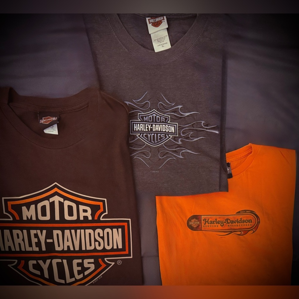 Vintage Harley-Davidson T-Shirt Bundle - 3 USA Made Dealer Tees (L, M, XL)